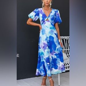 NWT Blue Floral Midi Dress